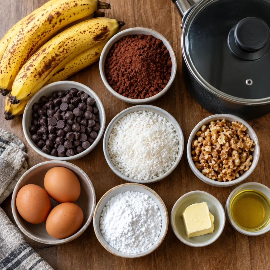 Pastel de Chocolate y Plátano en Olla: La Receta Viral Sin Horno Que Necesitas Hoy 1 Pastel de Chocolate y Platano en Olla Ingredientes