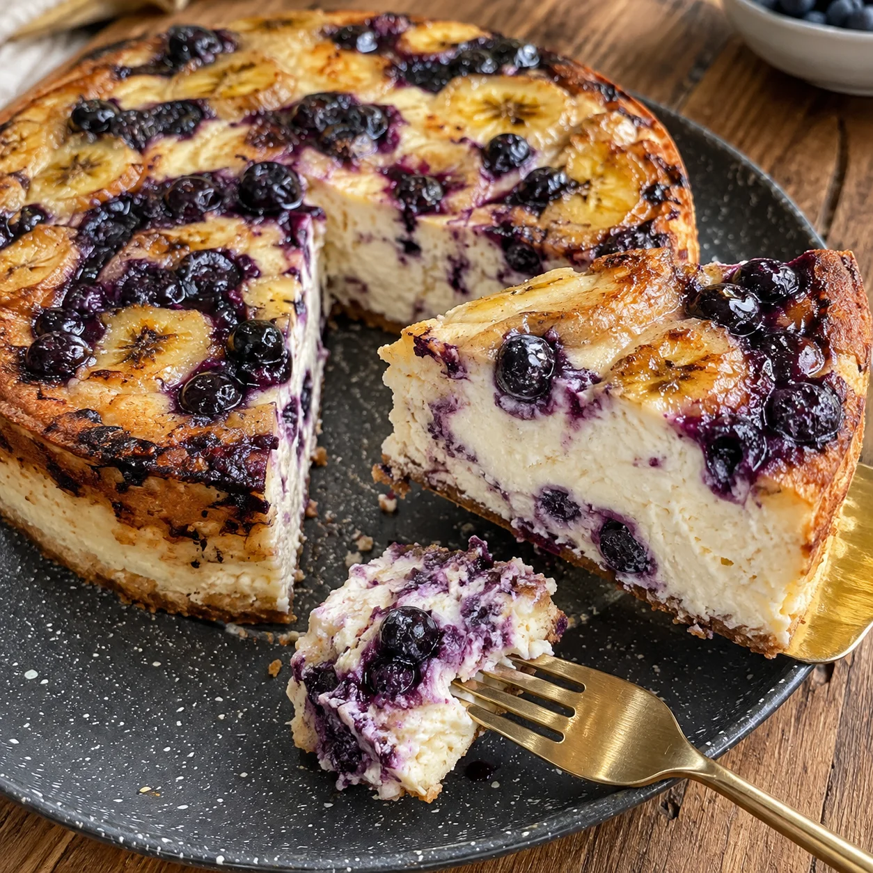 Cheesecake de Arándanos y Plátano Sin Harina 3 RESULTADOS