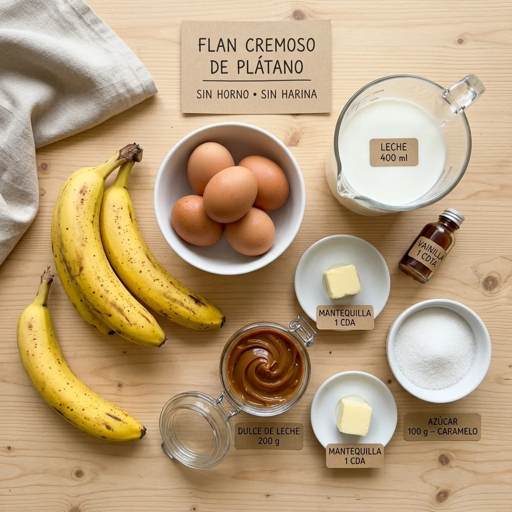 Flan Cremoso de Plátano en Tarro — ¡Sin Horno y Sin Harina! 1 ingredionno