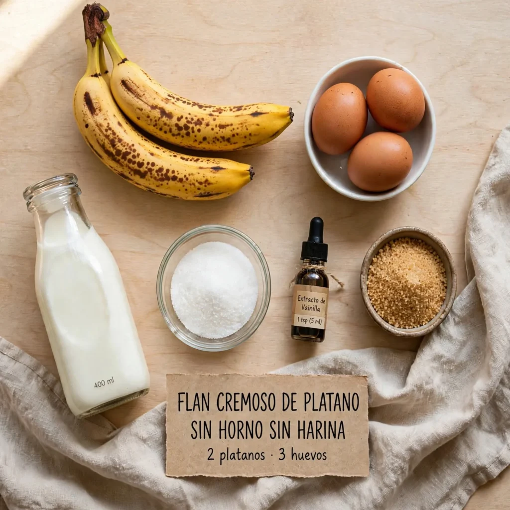 FlanFlan Cremoso de Plátano Sin Horno y Sin Harina — En Tarros de Cristal con Dulce de Leche 1 ingridionno
