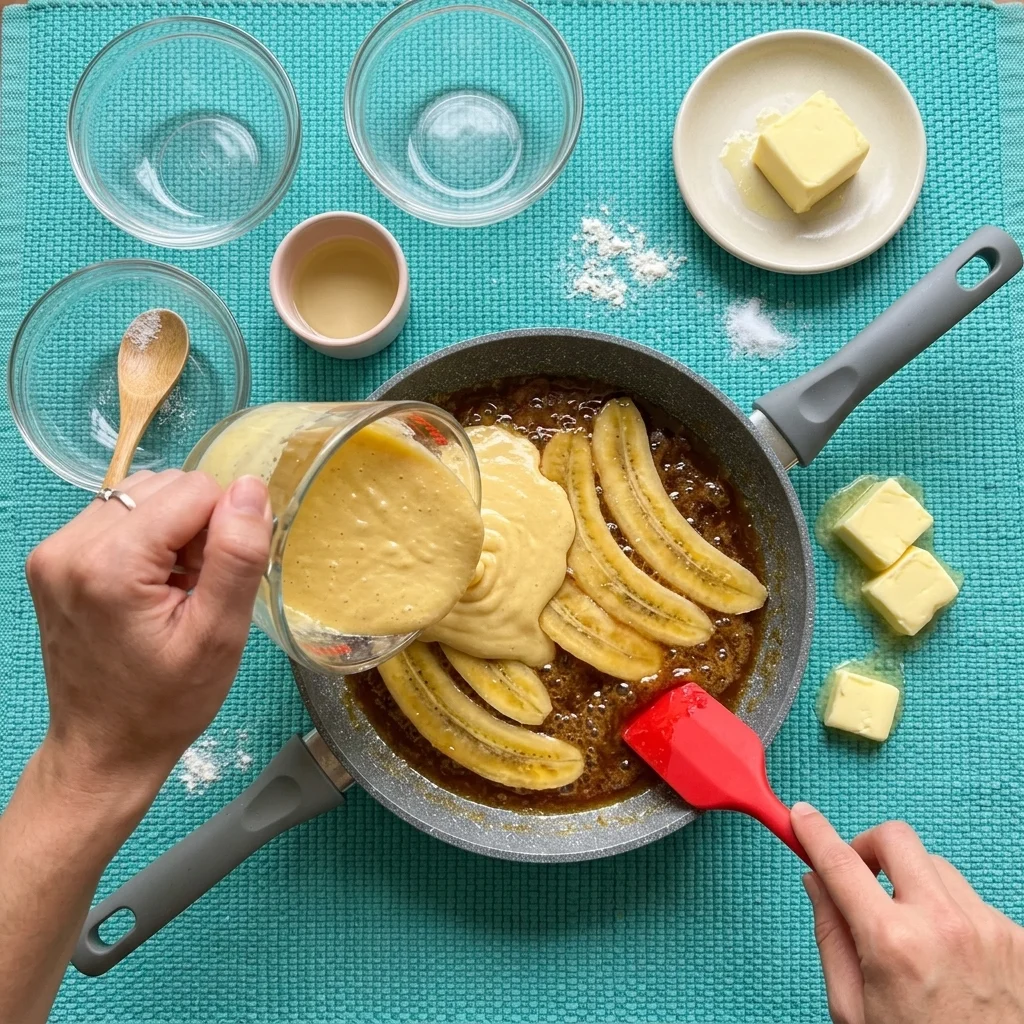Pastel de Plátano en Sartén - Sin Horno y Súper Esponjoso 2 preparacionn